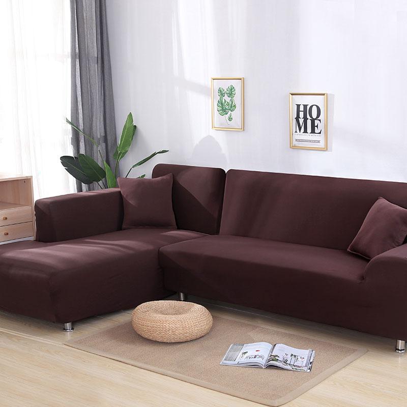 Grey Plain Color Elastic Stretch Sofa Cover Need Order 2Piece Sofa Cover If L-style Fundas Sofas Con Chaise Longue Case for Sofa