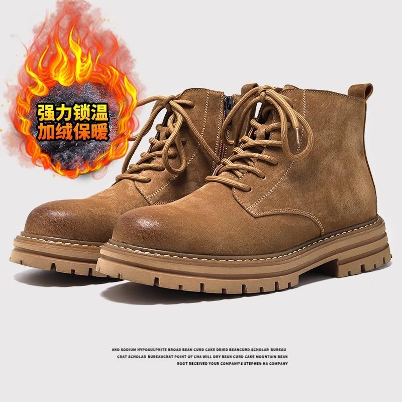 High Quality Genuine Leather Men Chelsea Boots Ankle Boots for Men Trendy Motorcycle Boots High-top Hiking Work Casual Men Botas
