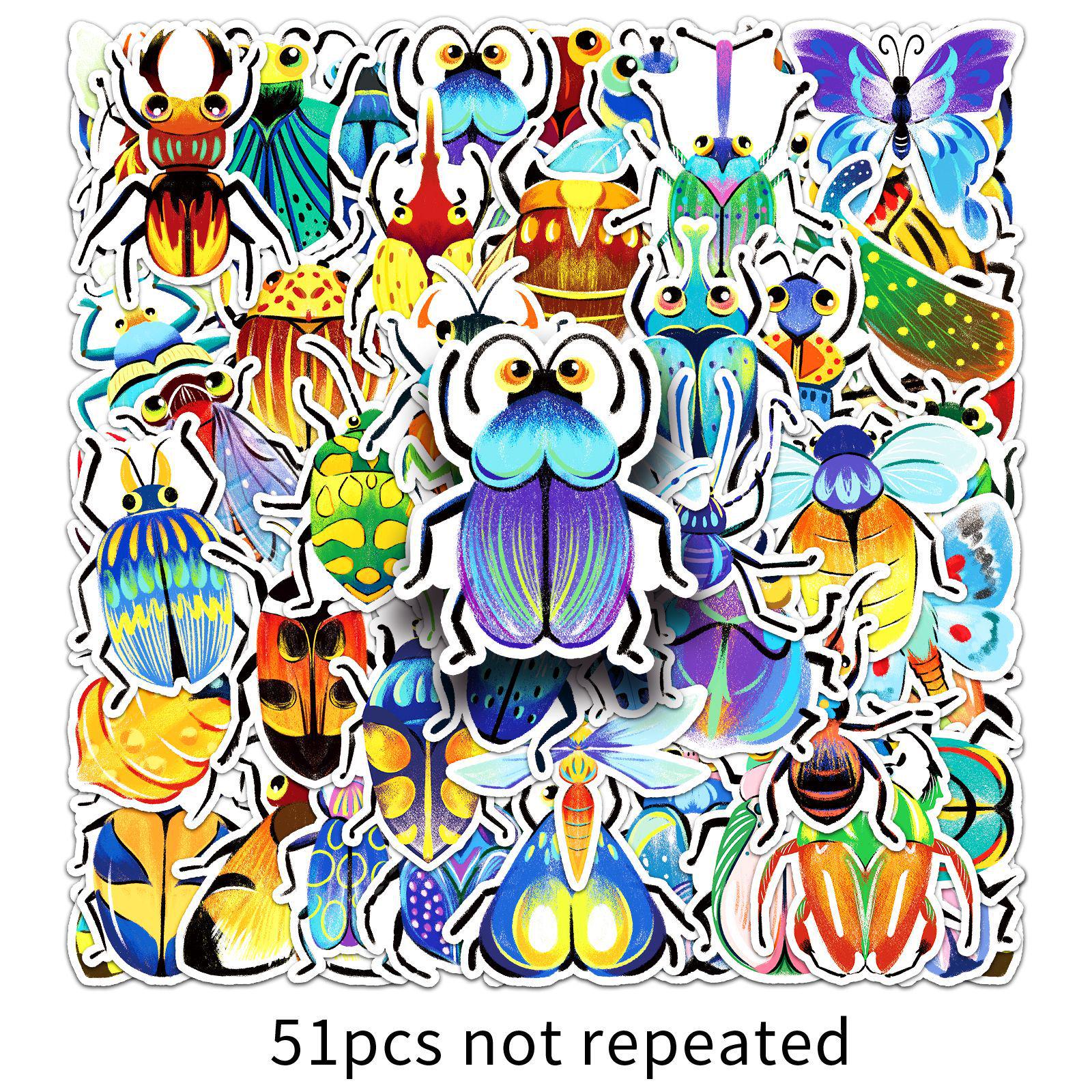 51 Hand-Painted Insect & Animal Doodle Stickers - Cute, Non-Infringing for Journaling