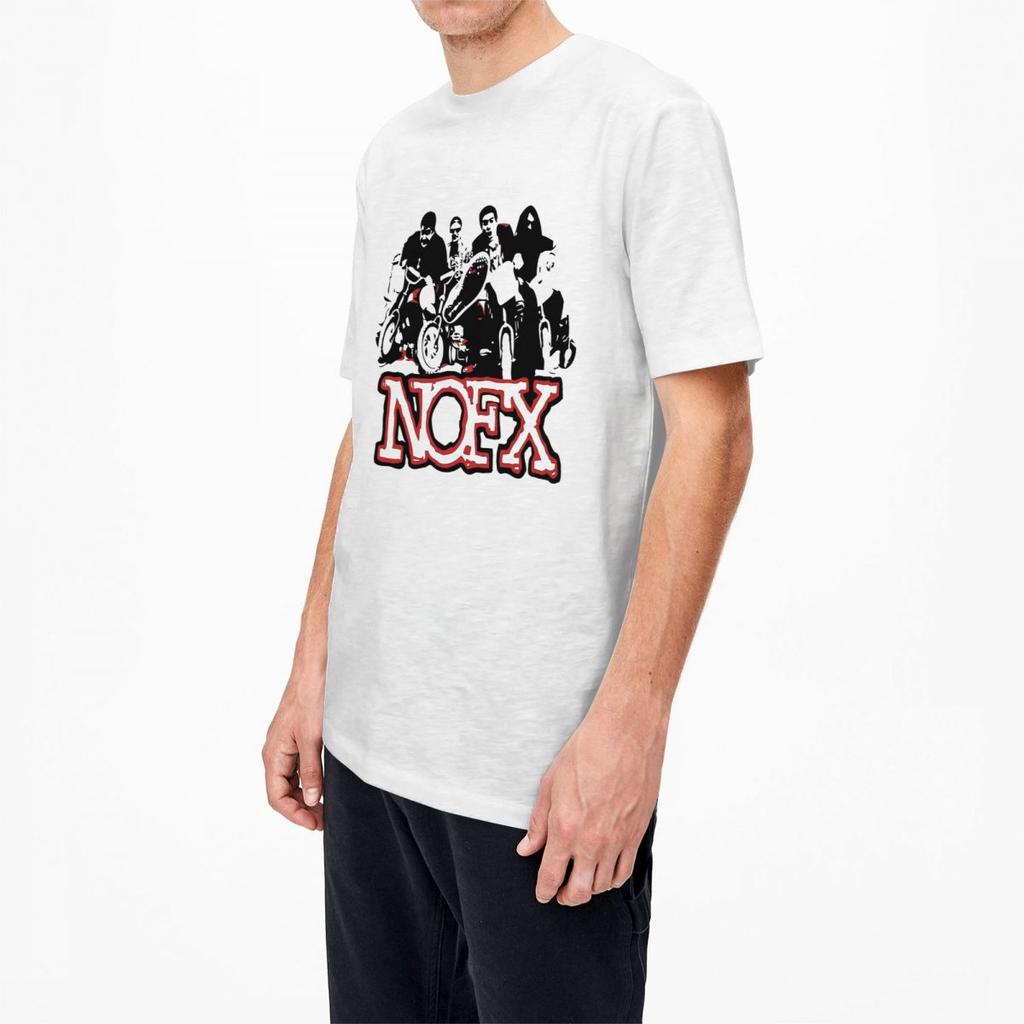 Nofx Muziek Poster T-shirt Heren Amerikaanse Punk Rock Band Vintage 100% Katoen T-shirts Zomer Ronde Hals T-shirt Grote Maten Tops