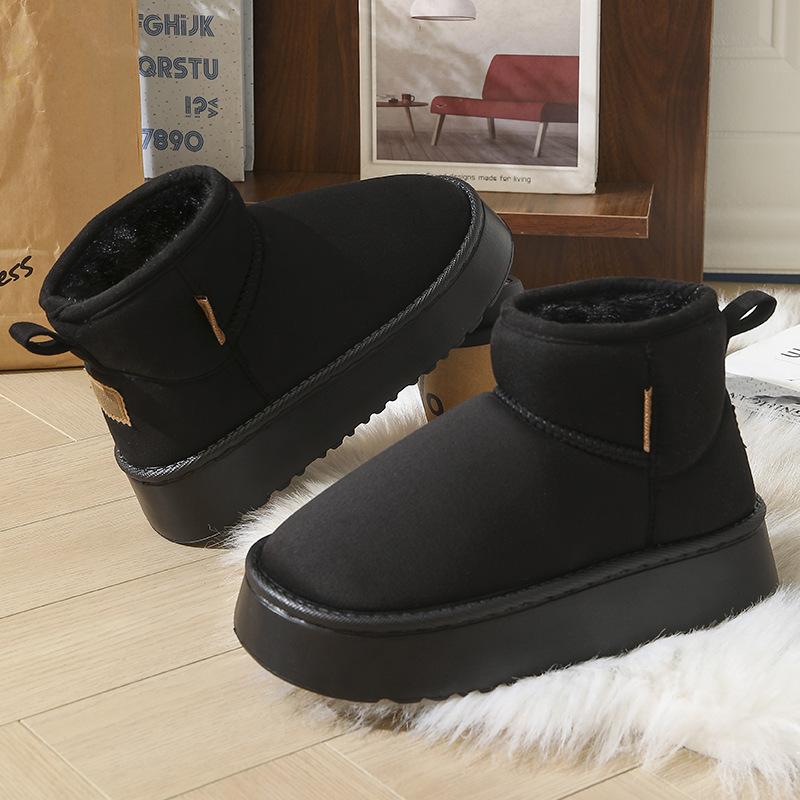 Short snow boots winter 2025 new thick-soled versatile velvet thickened warm cotton shoes