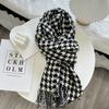 Houndstooth Checked Scarf Imitate Cashmere Shawl Lady Winter Wrap Tassel Scarves Warm Knitted Scarves For Women