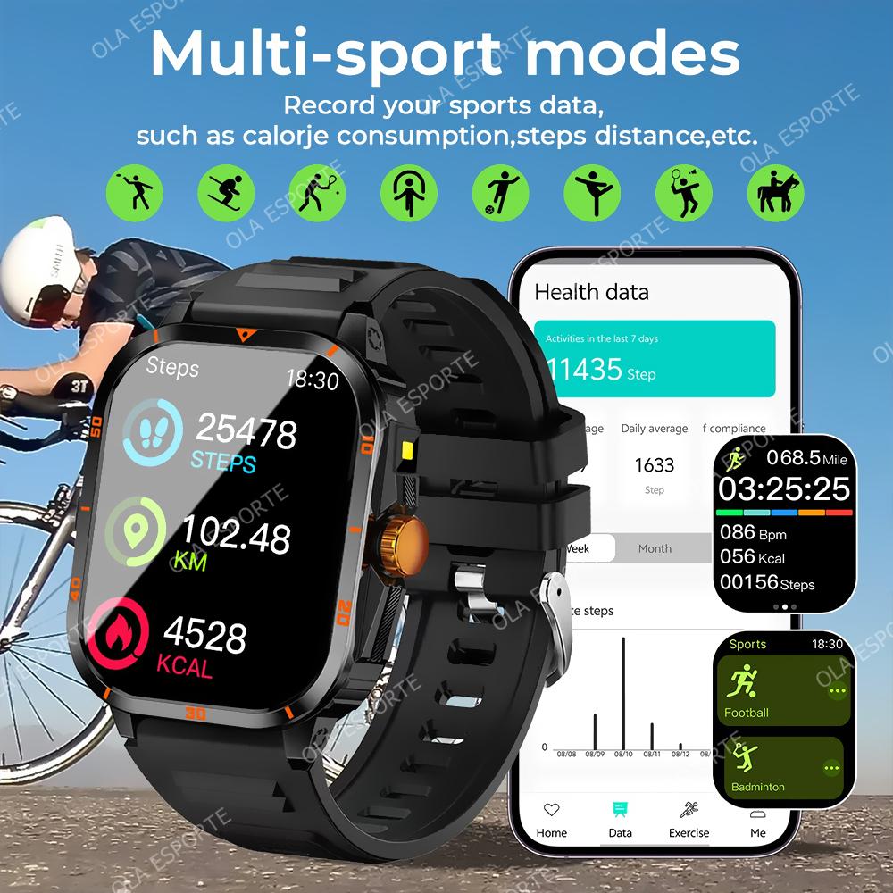 New Smartwatch Bluetooth Calling, Message Alerts, Alarm Clock, Outdoor LED Flashlight, Multi-Sport Mode Smart Watch Men Women