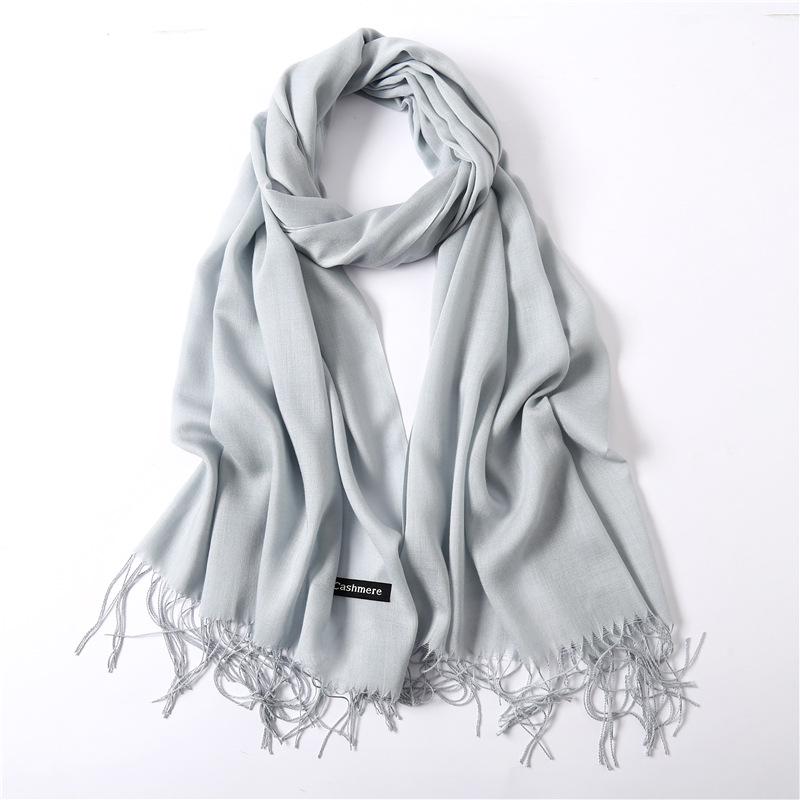 Women's Solid Color Faux Cashmere Scarf, Lightweight Shawl for Spring/Summer & Warm Autumn/Winter Malaysian Headscarf.