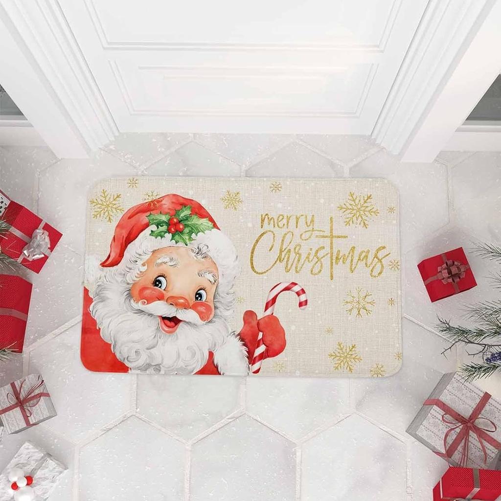 Merry Christmas Santa Snowflakes Non-slip Door Mat Entrance Welcome Rugs Bedroom Balcony Hallway Floor Mat Christmas Decorations