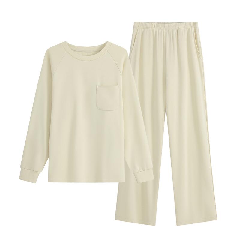 Women's Fleece-Lined Cozy Pajama Set - Long Sleeve Sweatshirt & Pants for Autumn/Winter