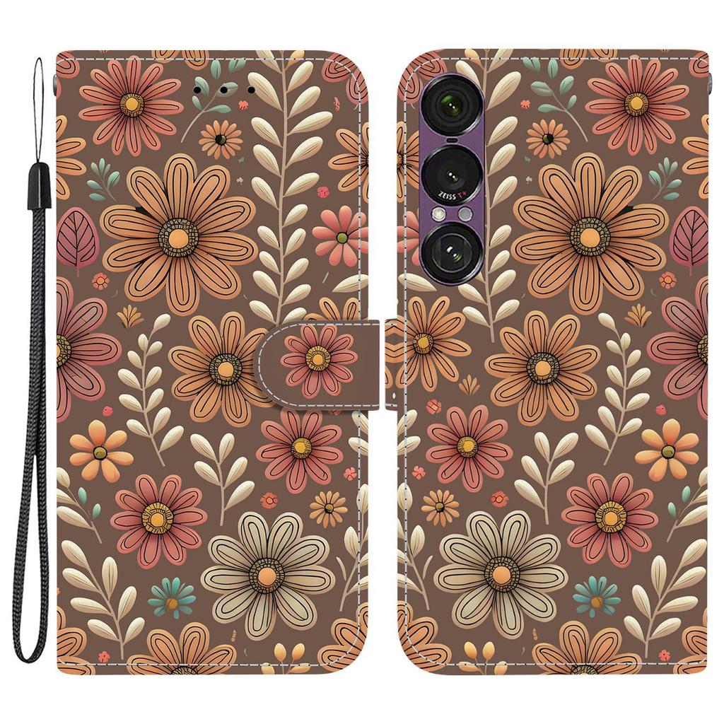 For Sony Xperia 1 VII Wallet Case Pattern Printing Leather Stand Phone Cover with Strap