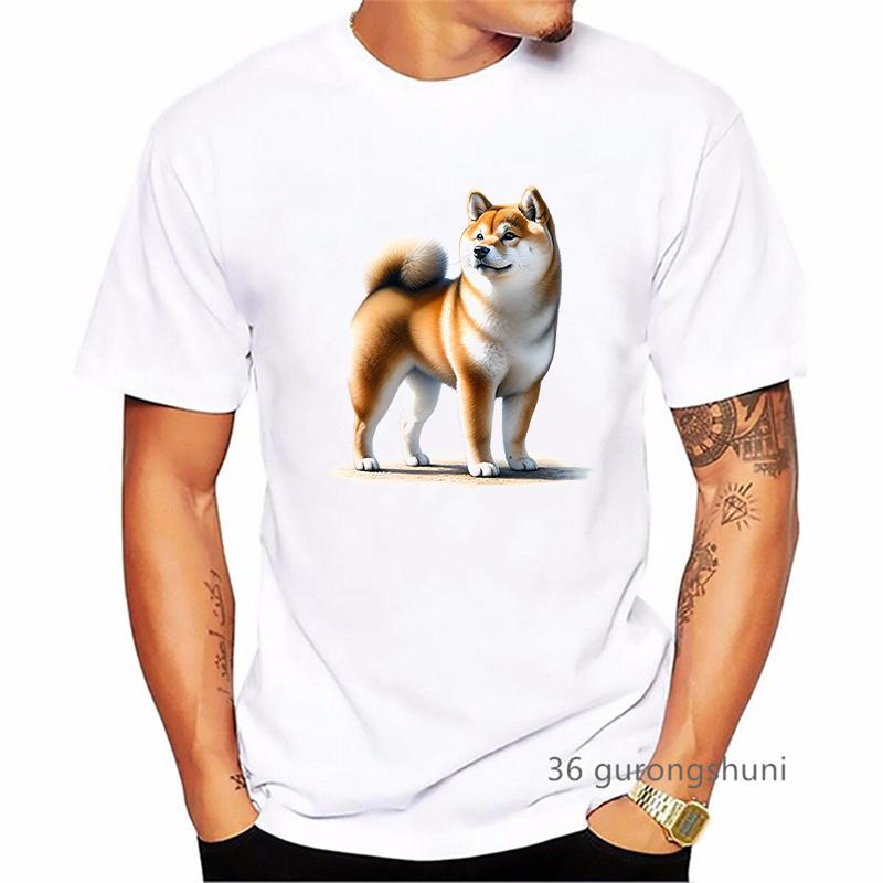 Kawaii Shiba Animal Printed T Shirt Men Funny Dog Lover Tshirt Homme Summer Short Sleeve TShirt Harajuku Shirt