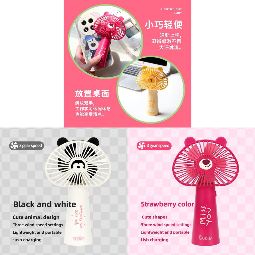 Cartoon Handheld Mini Fan With Usb Rechargeable For Kids And Travel Comfort