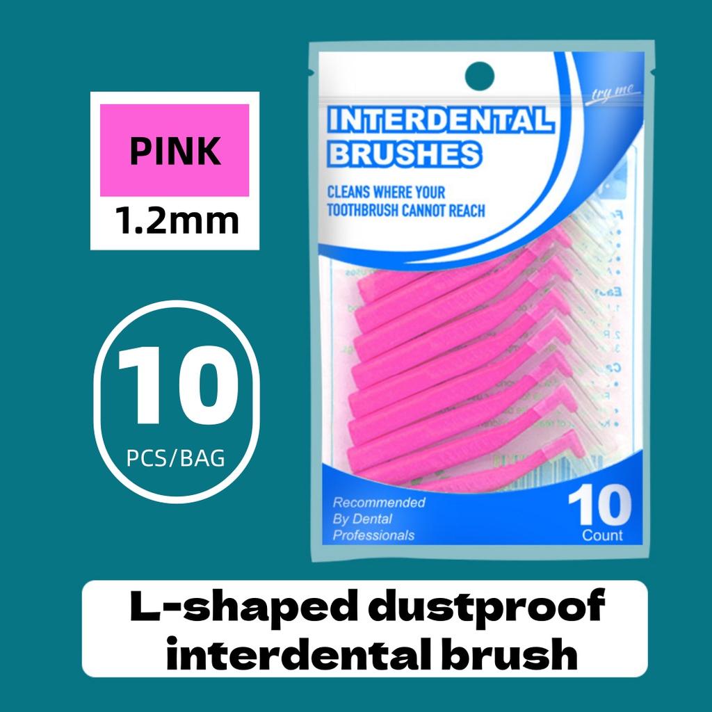 YS00259-10pcs L-shaped Interdental Brushes, Disposable/General-Purpose Packaging for Export