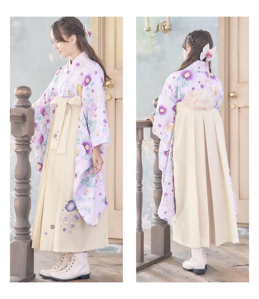 Graduation Ceremony Hakama Set for Elementary School Japanese Graduation Undergarment with Half Collar Hakama Obi with Obi Pillow Waist Lavender x
