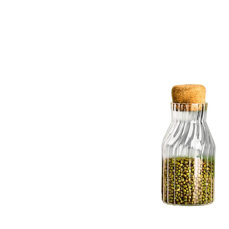 Shangqi Striped Glass Storage Jar & Vase with Cork Stopper