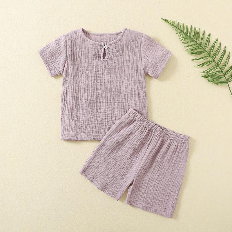 Children's Clothing Summer Men's Short Sleeved Top Shorts Women's Sleepwear Thin