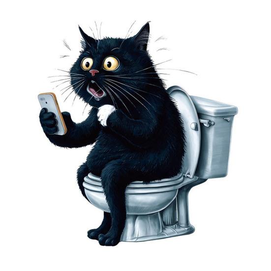 Toilet Stickers Waterproof Toilet Tank Lid Decals Cartoon Black Cat Toilet Seat