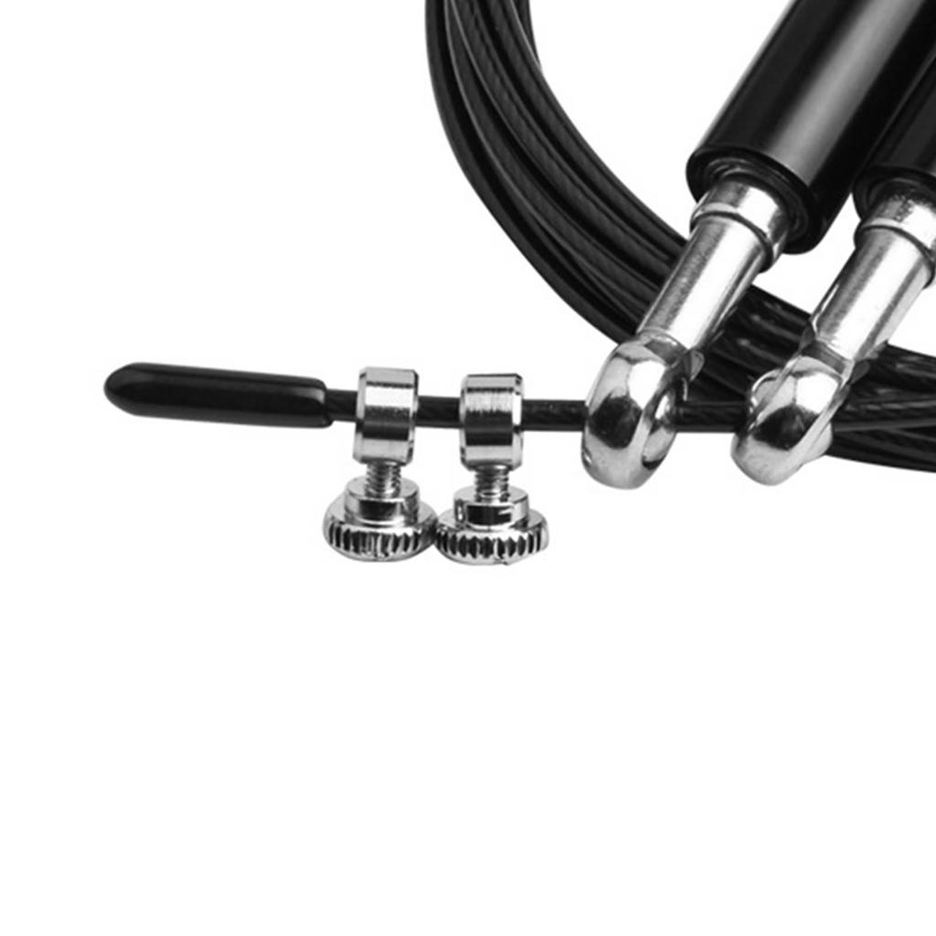 Jump Rope Aluminum Handle Steel Wire Skipping Workout Training Tool for Home Gym Black