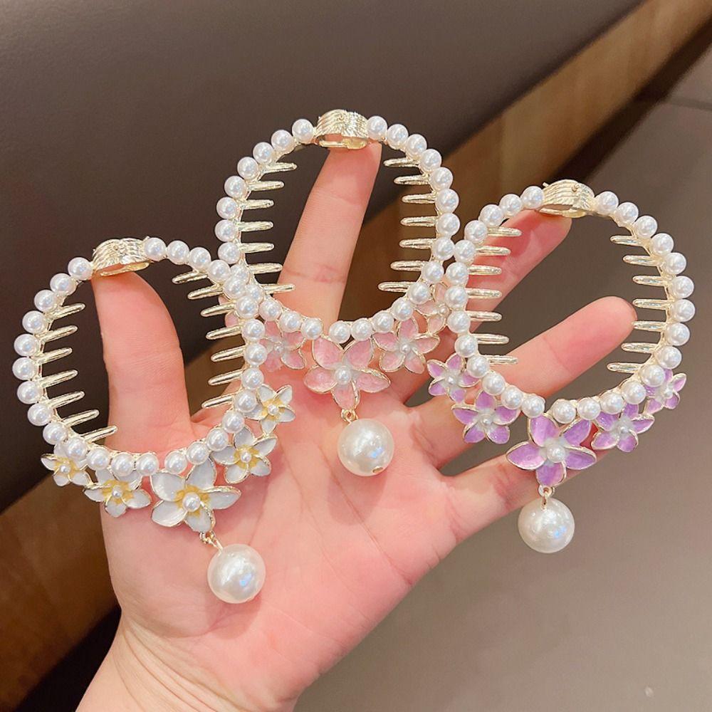Korean Style Ponytail Buckle Flower Women Hair Claw Butterfly Pearl Hair Clip Hair Bun Fixed Clip