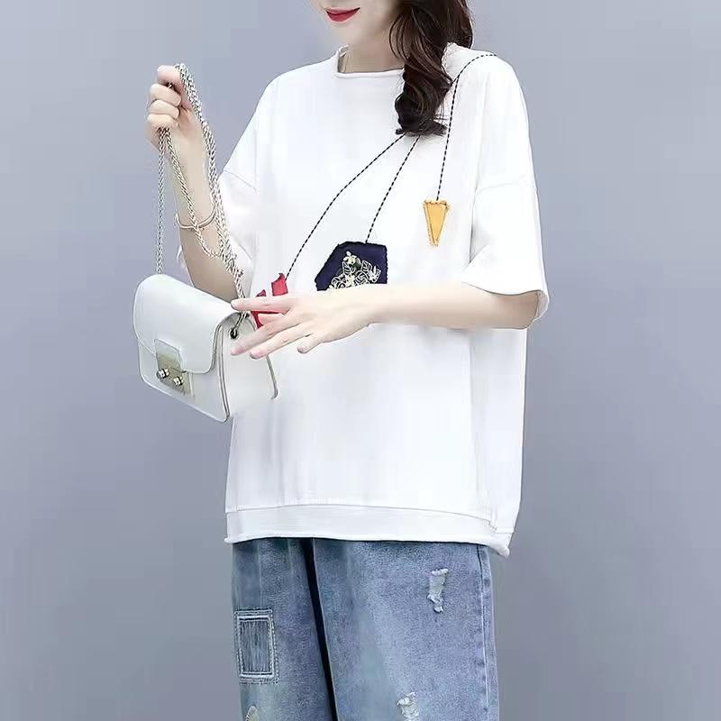 Summer Korean Style Women Loose Pink Tshirt Short Sleeved Letter Tee Shirt Femme Crop Top