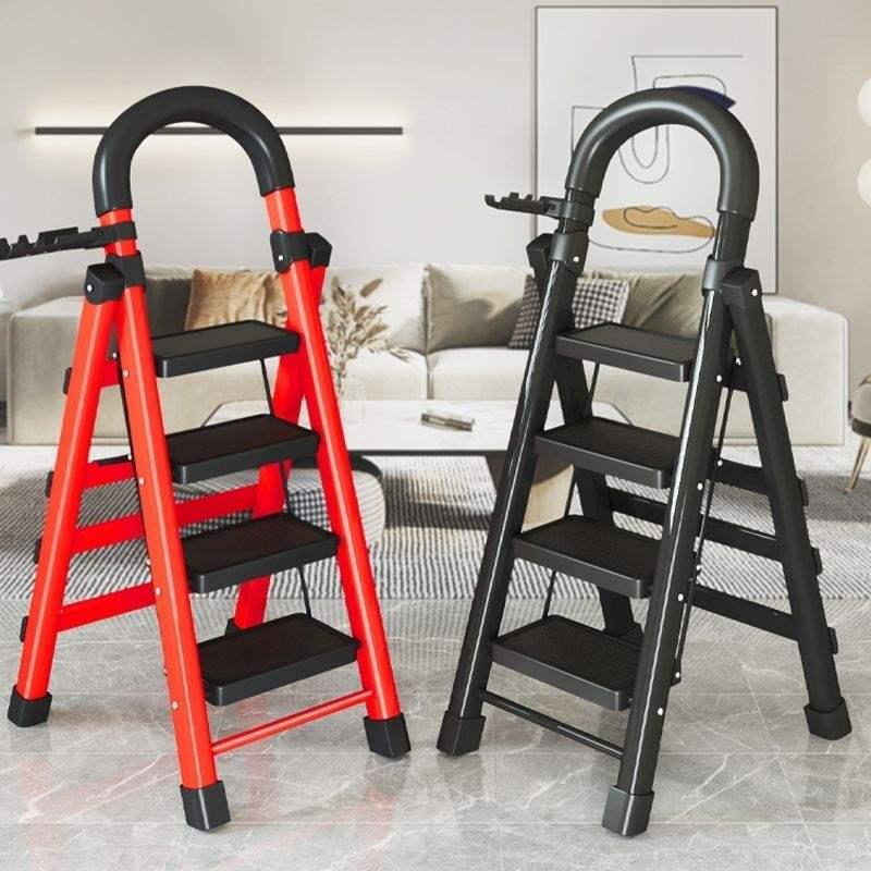 Multifunctional Indoor Carbon Steel Folding A-Frame Ladder: Telescopic, Thickened, Mobile Step Staircase