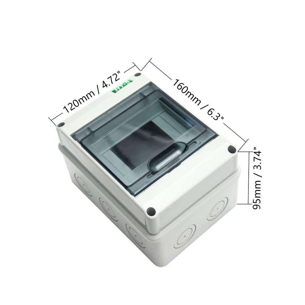 Fielect Circuit Breaker Box 5 Ways Distribution Protection Box ABS Plastic Transparent Cover Waterproof Distribution Box IP65, for Indoor Wall