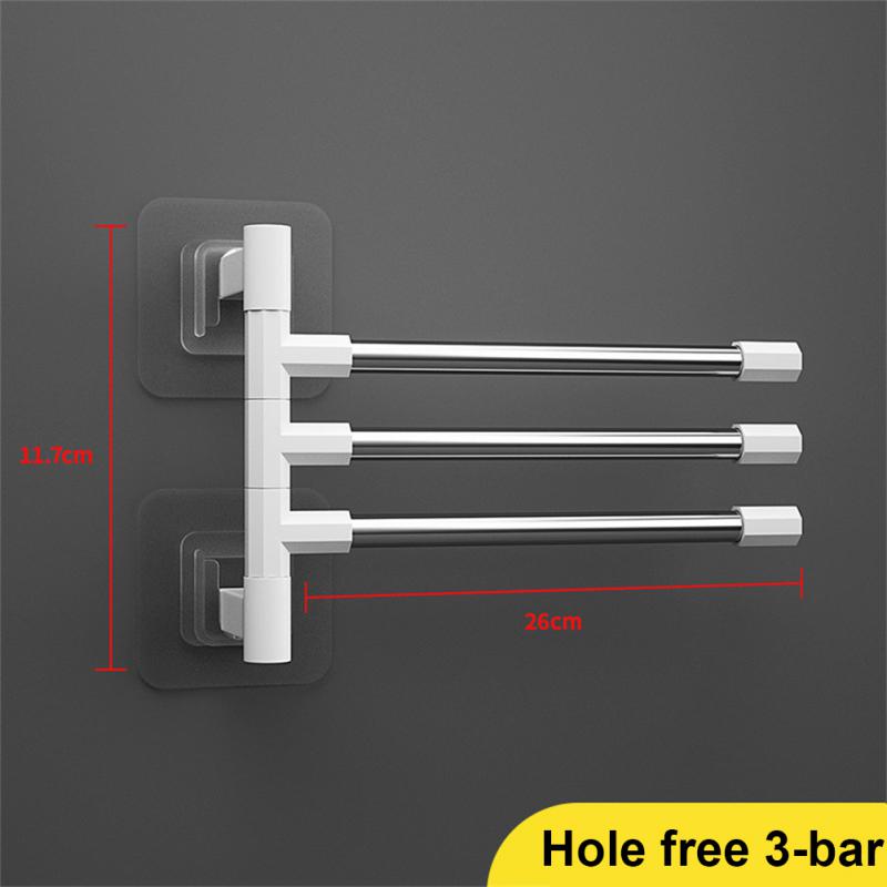 Bathroom Tools Punch-free Wall-mounted Rotating Towel Bath Towel Rack Space Aluminum Multi-layer Hanging Rod Rack For El Gym