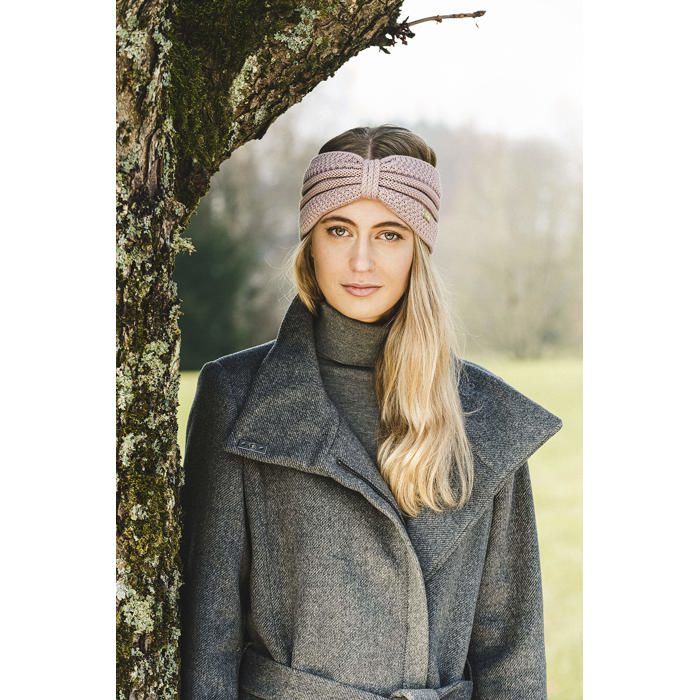 Eisglut Esmeralda - Bandeau femme en laine mérinos rose avec réflecteurs, taille 57-58 cm