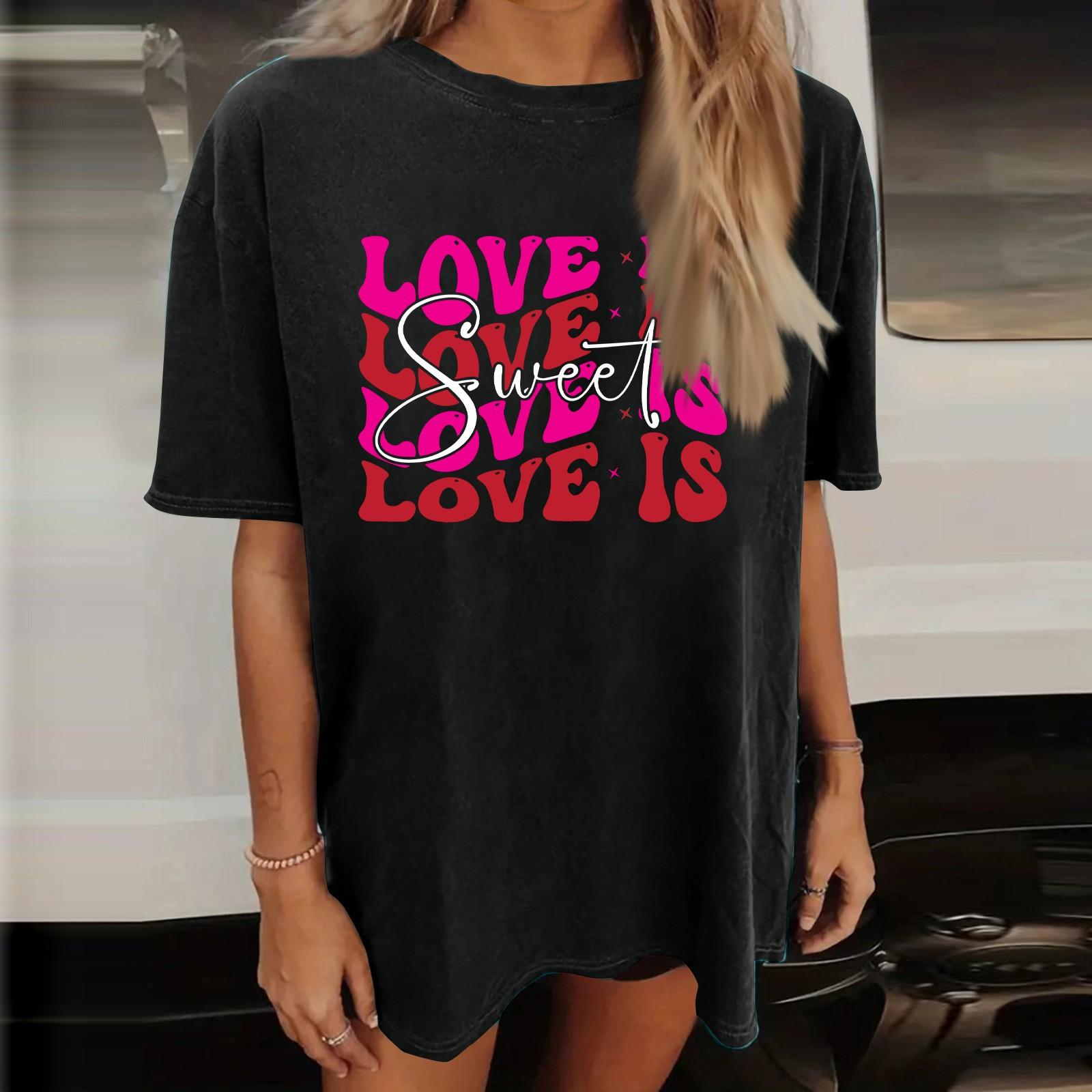 

Женский топ с коротким рукавом и принтом «О-образный вырез», классическая футболка унисекс ко Дню святого Валентина XL винный