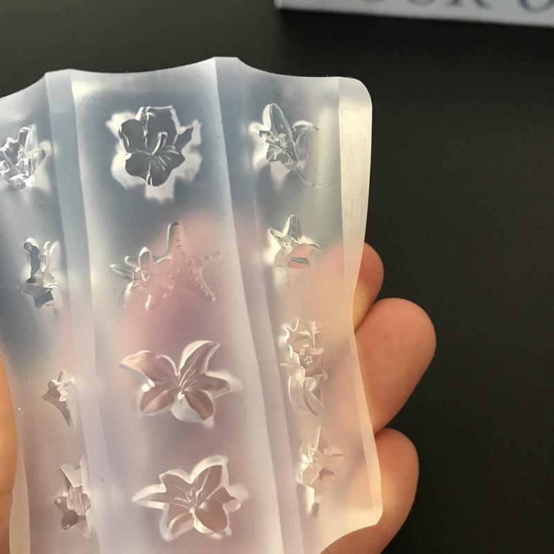 3D Silicone Flower Nail Art Carving Mold Resin Lily Floral Starfish Diy Nail Art Decoration Transparent Template For Nail Charms