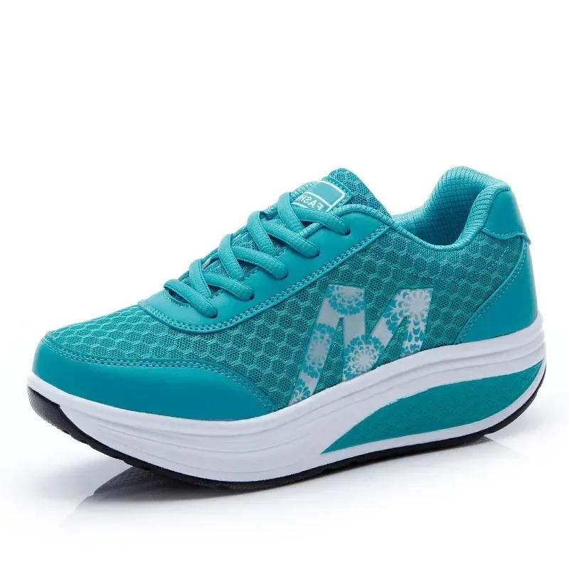 Breathable Women's Running Shoes with Wedge Platform Comfortable Mesh Sports Shoes for Outdoor Activities