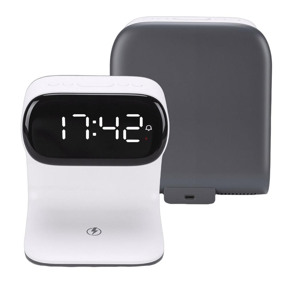 Digital Alarm Clock with Wireless Fast Charging Station 15W Touch Smart Lamp 3 Colors Nightlight for Living Room Bedside