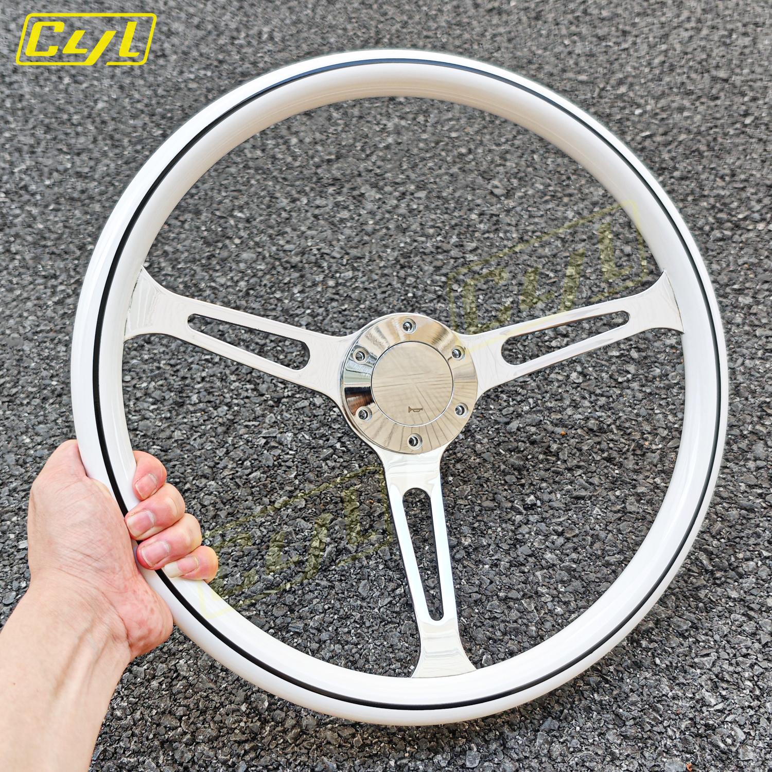 JDM White Classic Style Steering Wheel
