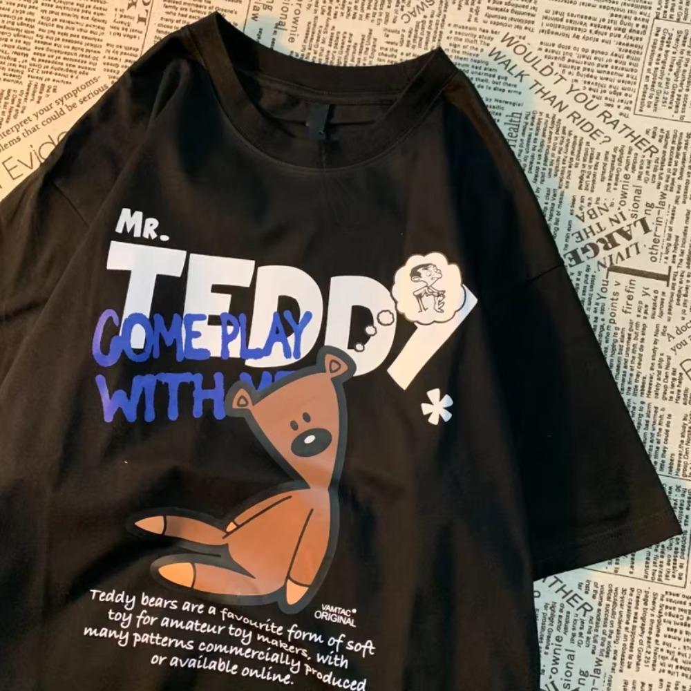 

Оригинальная американская ретро мультяшная футболка с принтом мультфильма с коротким рукавом для мужчин и женщин, свободного кроя, из чистого хлопка, топ для пар XXXXXL чёрный