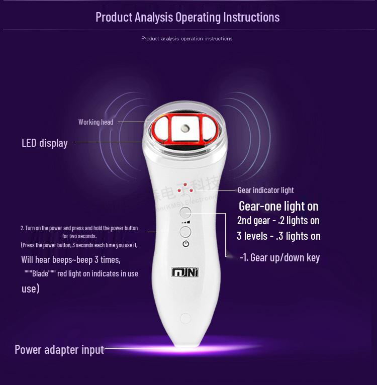 Compact Ultrasonic Home Facial Skincare Device with Radio Frequency Technology
