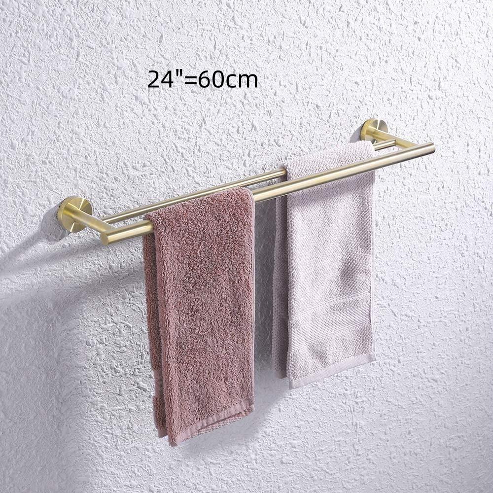 SUS 304 Stainless Steel Wall Mount Towel Holder Household Double Towel Rod Bathroom Rustproof Towel Rack