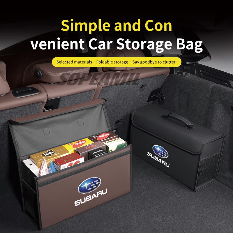 For Subaru Outback Brz Wrx Xv Ascent Forester Impreza Legacy Car Leather Trunk Organizer Box Tailbox Stowing Tidying Storage Bag Y2