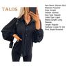 Women Shirt Lapel Lantern Long Sleeve Single Breasted Shirt Tops Casual Commuting Style Loose Fit Shirt Daily Wear