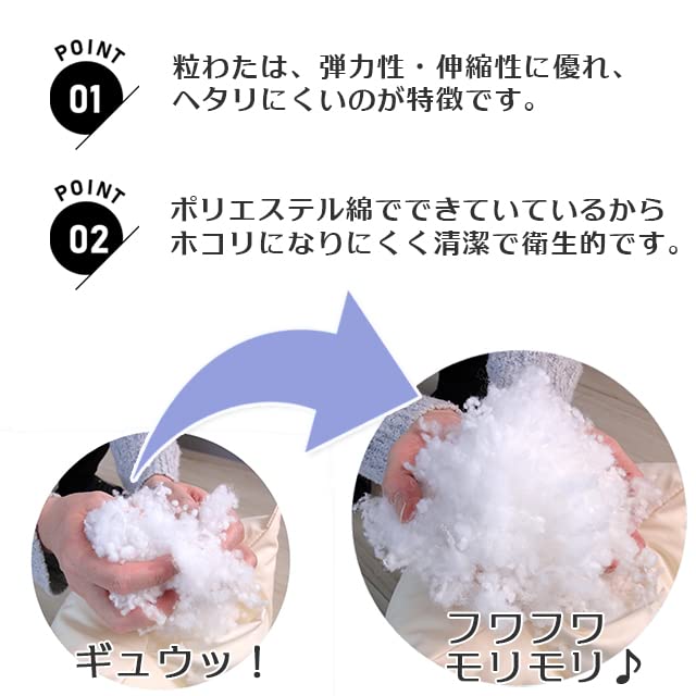 1kg of Granular Cotton Filling for Plush Toys and Made In Japan Cushions, (Normal Size)