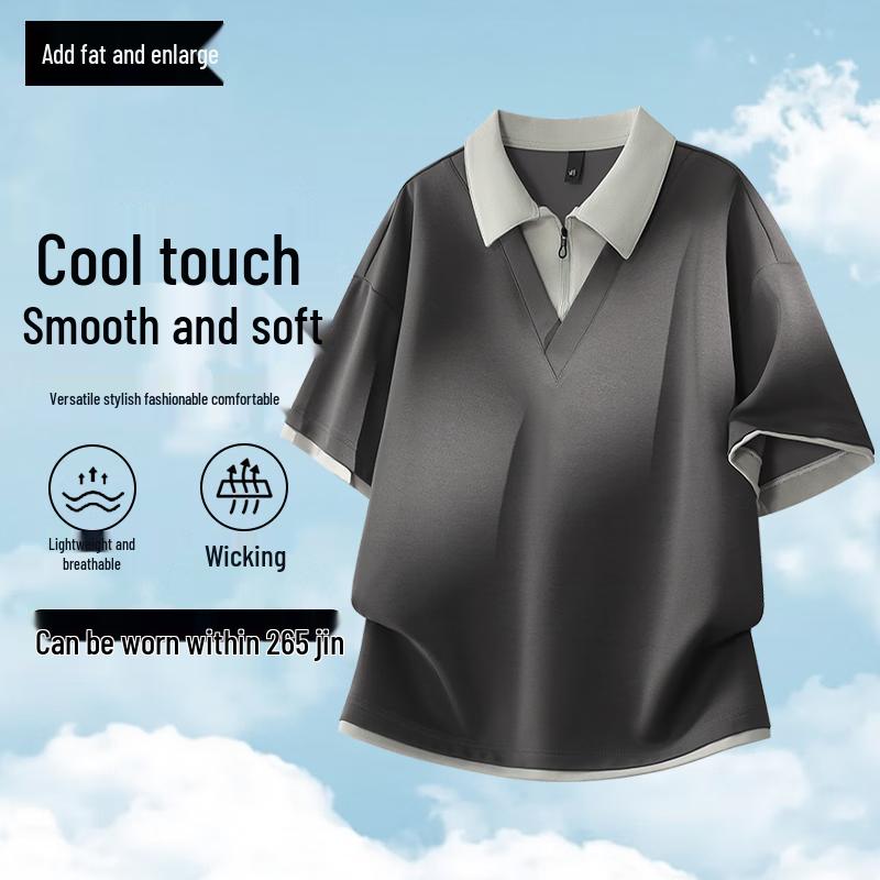 Men s Plus Size Faux Two-Piece Polo Shirt 6XL