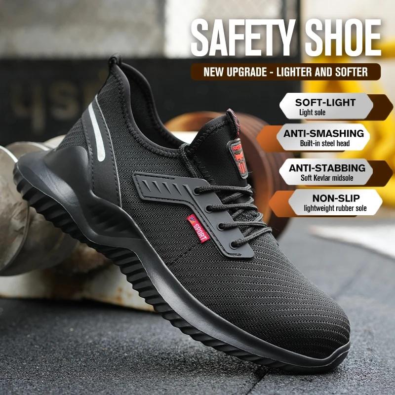 Lightweight Safety Shoes Men Steel Toe Sneakers Puncture Proof Breathable Safety Boots Man Dangerous Construction Work Foorwear