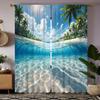 2 Pieces HD Blue Water Blue Sky White Cloud Landscape Decoration Curtain Blue Digital Printed Curtain Home Decoration Style Deco