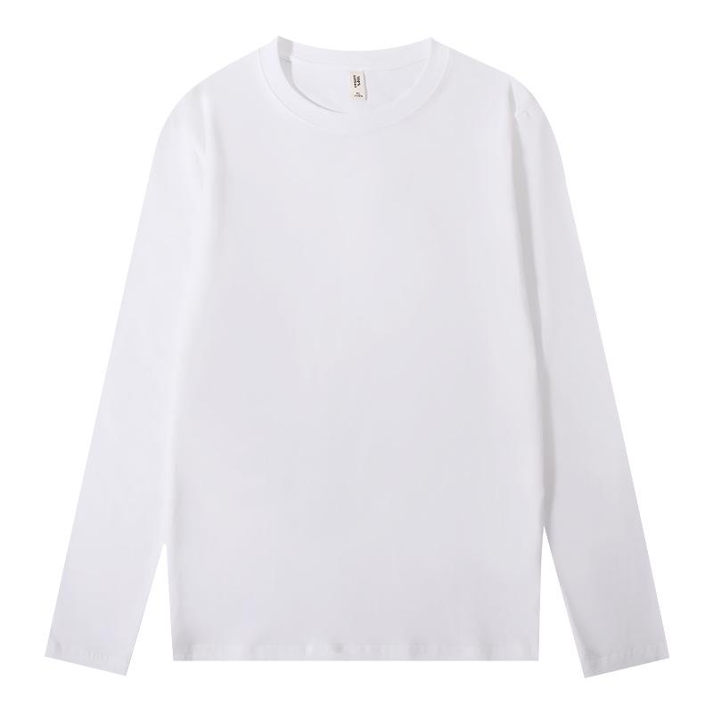 Women's Heavyweight Long-Staple Cotton White Long-Sleeve T-Shirt, Loose Fit, Ideal for Spring and Autumn, 2025 Style.