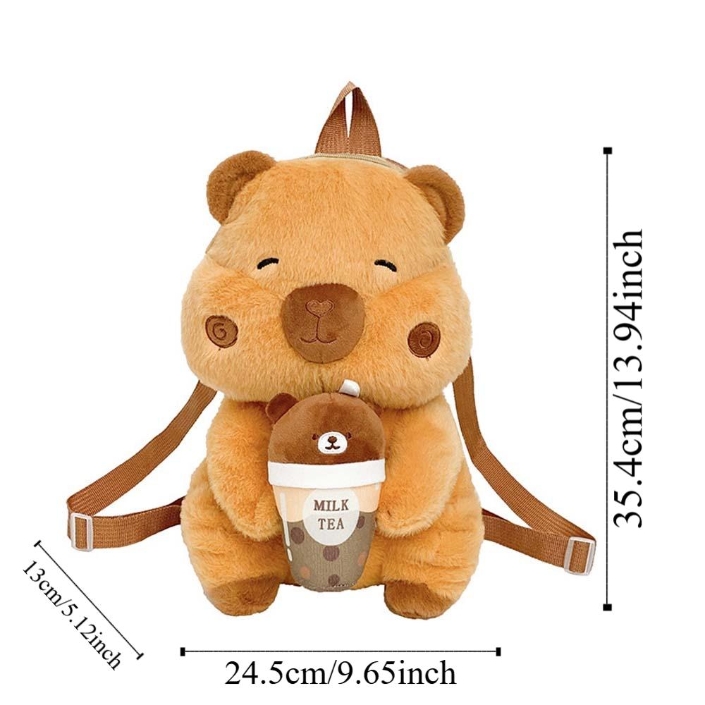 Soft Brown Doll Bag Cute Cartoon Daypack Creative Capybara Plush Backpack  Gifts