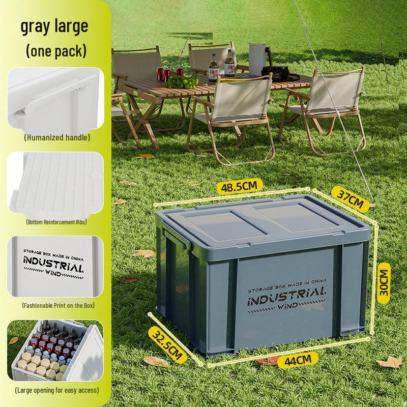 Large Capacity Outdoor Camping Storage Box with Lid - Thick Plastic Car Trunk Organizer