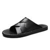 Summer Handmade Leather Slippers for Men Comfortable Beach Walking Shoes Slip On Light Male Flats Slippers Outdoor Half Drag