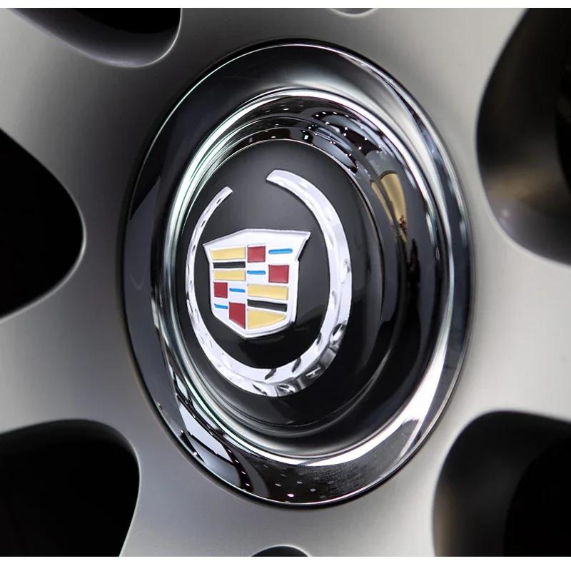 60/65MM Car Wheel Center Hup Emblem Stickers for Cadillac ATS CTS DTS STS SLS SLR XLR Seville Tiburon CT6 Escalade Accessories