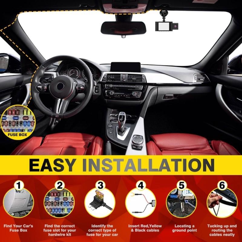 USB C Hardwire Kit for Dashcams 12V 24V to 5V Power Adapter with Low Voltages Protections for Car and Trucks 350cm