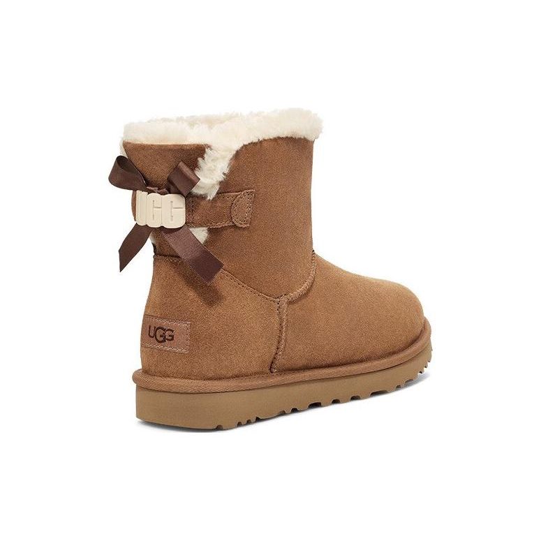 UGG Two-Layer Cowhide Round-Toe Short Snow Boots Women boots Chestnut 1153611-CHE