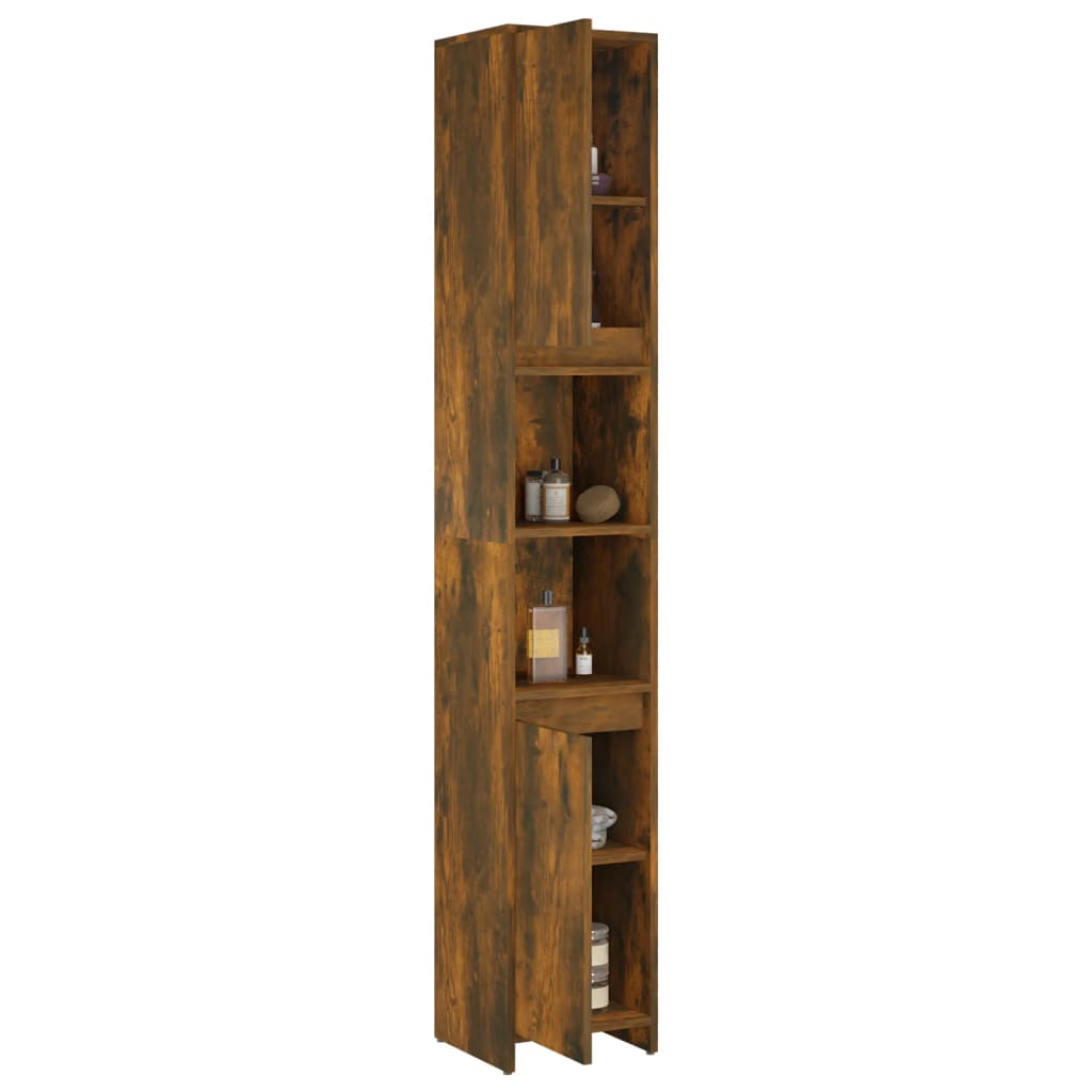 Vidaxl Bathroom Cabinet, Smoked Oak, 30X30X183.5 Cm