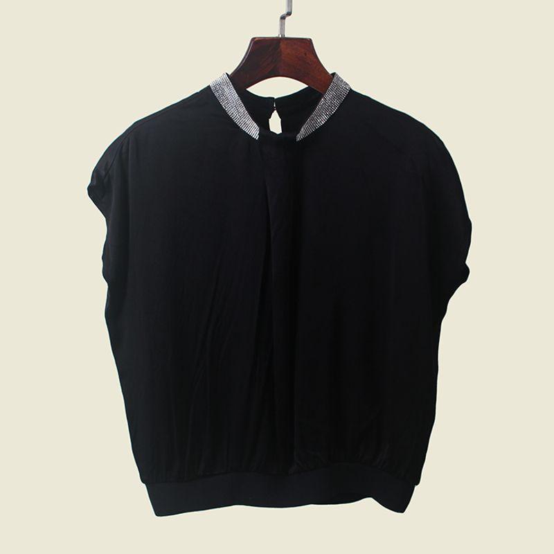 Stick-on Crystals Shiny Sleeveless Shoelace Vest Elegant Women's Black Bottoming Vest Top