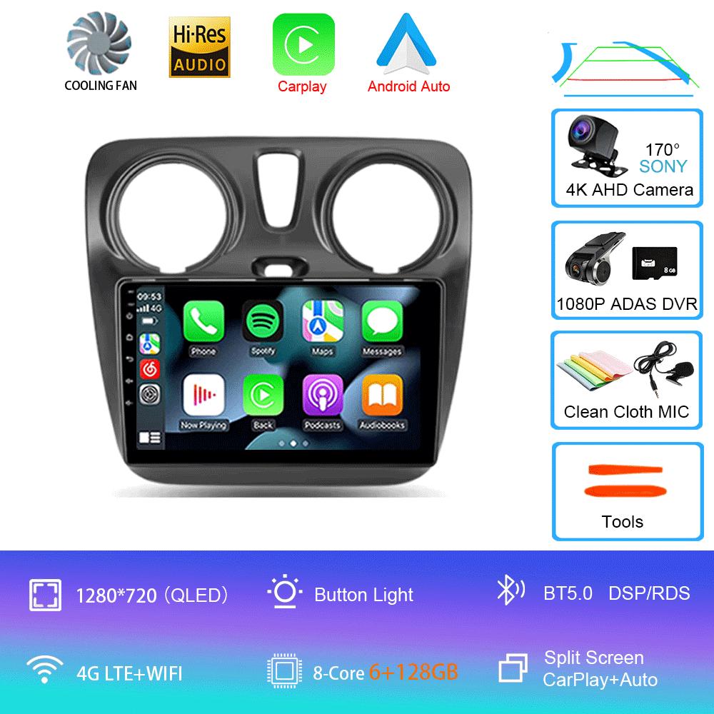 Android 14 Video Playe Carplay Auto WIFI+4G For Renault Lodgy Dacia Dokker 2012-2020  Car Radio Multimedia Navigation GPS Stereo