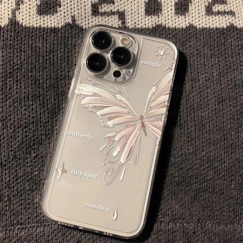 Gilt butterfly is suitable for Apple 16PROMAX mobile phone case iPhone15 transparent 14 creative 13 soft case 12 trendy models